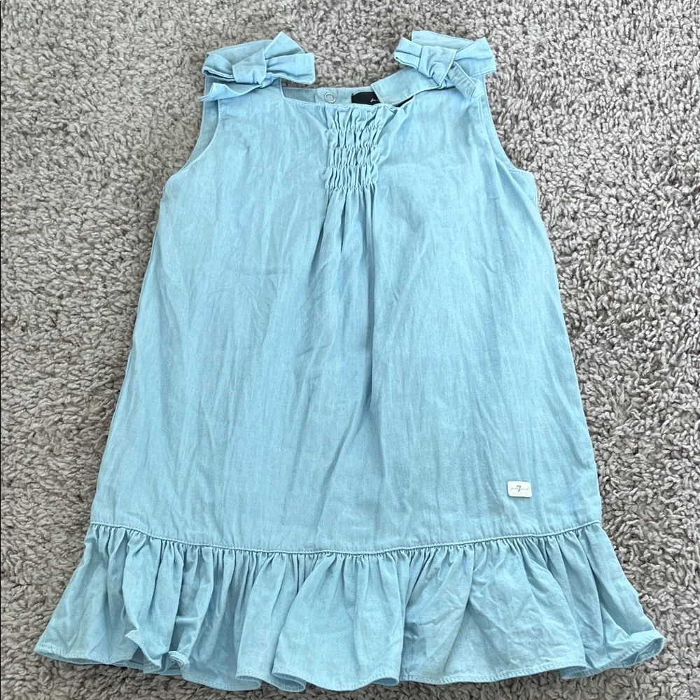 7 For All Mankind Denim Bow Kids Dress